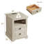 Table de chevet Farmhouse avec station de charge, table d'appoint avec 2 tiroirs et rangement ouvert-2116148442