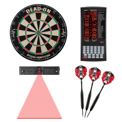 Viper Dead-On Bristle Dartboard, Viper Small Cricket Chalk Scoreboard, Viper Black Mariah Steel Tip Darts 22 Grams, Viper Dart Laser Line, And Viper Wall Defender