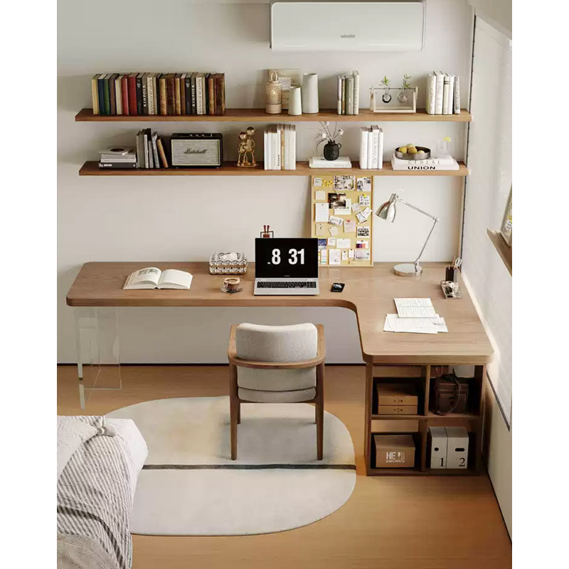 Simple Modern Solid Wood L-shaped Desk, 29.53" H x 62.99" W x 47.24" D