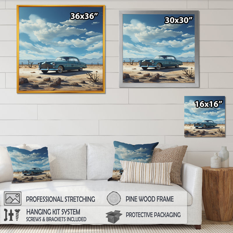 Une voiture rétro I sur toile, Toile tendue, H 24 po x l 24 po x P 1 po