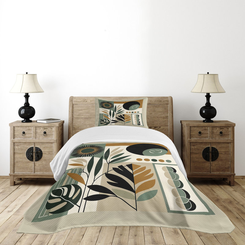 Polyester Floral Coverlet, Twin Coverlet / Bedspread + 1 Standard Sham