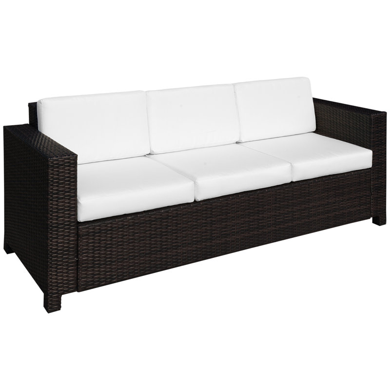 Cybele 185cm Wide Straight Metal Patio Sofa with Cushions, Brown