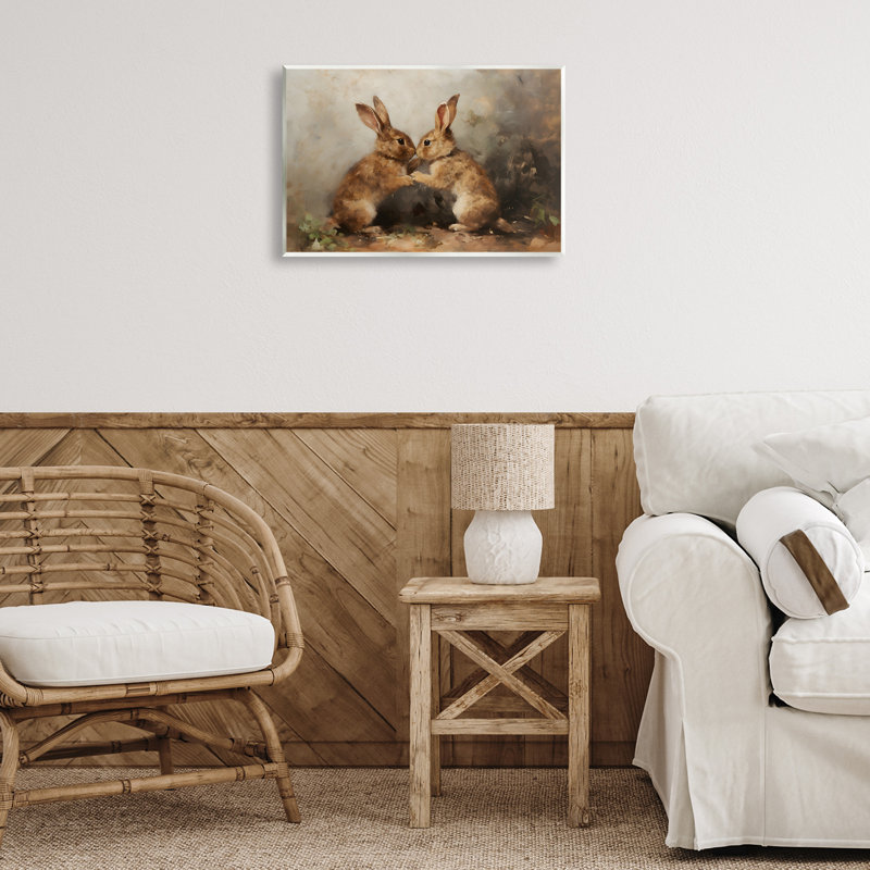 «Bunny Boxing Duo», plaque murale par Petal Prints Design, H 13 po x l 19 po