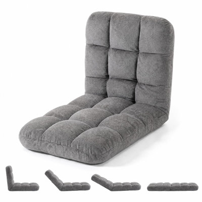 Chaise de sol pliante avec support pour le dos, chaises de jeu vidéo confortables, position réglable, chaise de sol pliable en métal