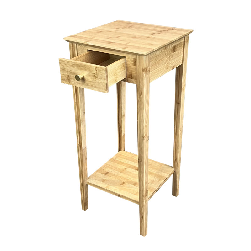 Amreece Solid Wood End Table with Storage, Natural