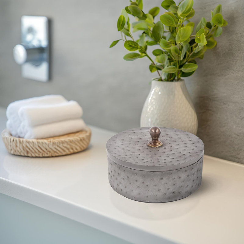 Korde Faux Leather Decorative Box, 8" H x 8" W x 8" D