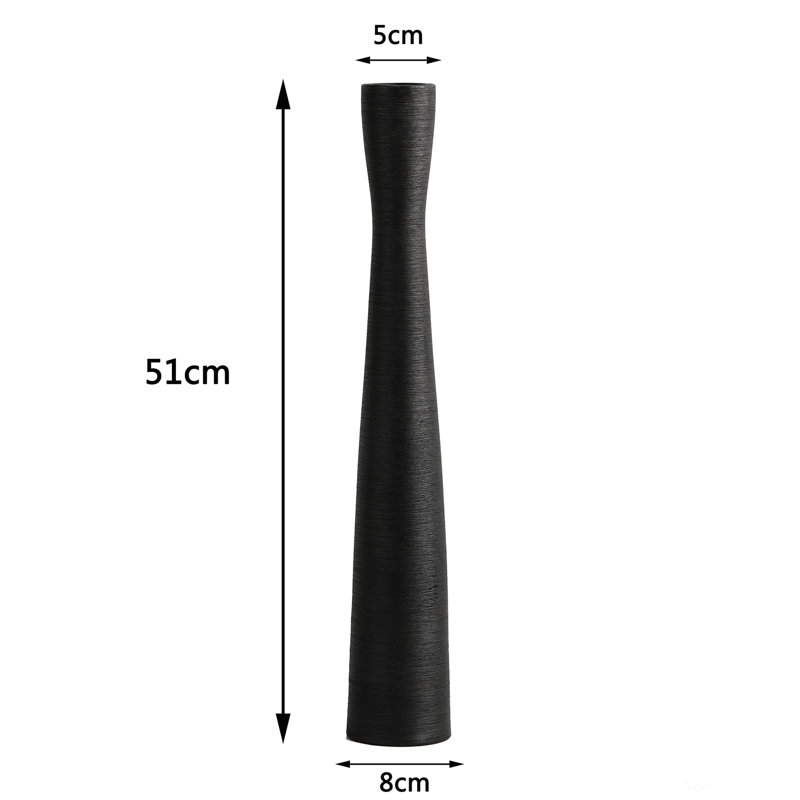 Porcelain China Floor Vase, Black, 50cm