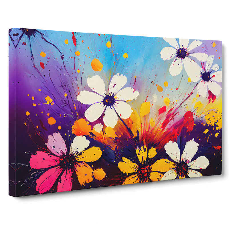 Wildflowers Splash Abstract - Wrapped Canvas