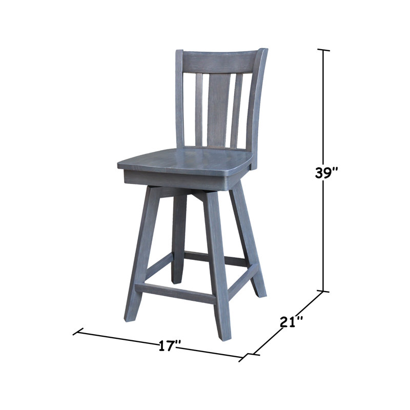 Derene Swivel Solid Wood Counter Stool, Heather Gray