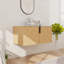 Meuble-lavabo flottant simple 36 po avec lavabo d'art en céramique, meuble-lavabo mural avec 2 portes à fermeture douce-1635814124
