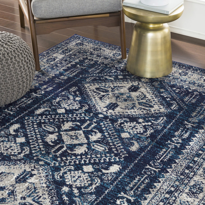 Tapis oriental Fitz, Navy, Rectangle 5 pi 3 po x 7 pi 3 po