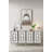 Adams Modern Console Table with Wall Mount Option, White & Silver, 59.1 x 29.5 x 12.6 inches | 100% Melamine Coated Particle Board, Thickness: 0.7 inches | Geometric Design, Numerous Shelves for Stylish Storage-120466141-120466143