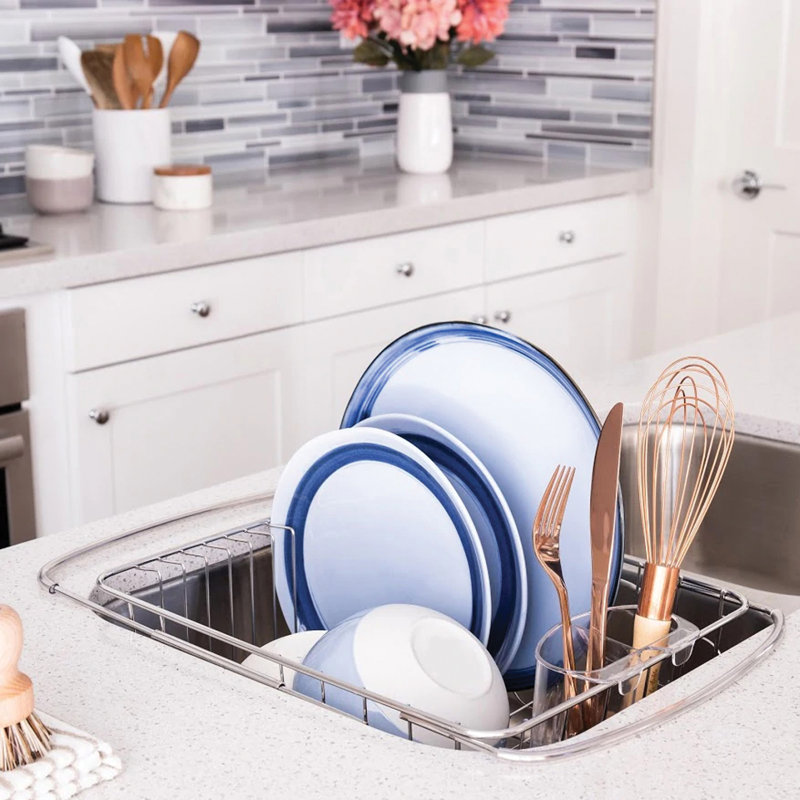 Adjustable Stainless Steel Over The Sink Dish Rack