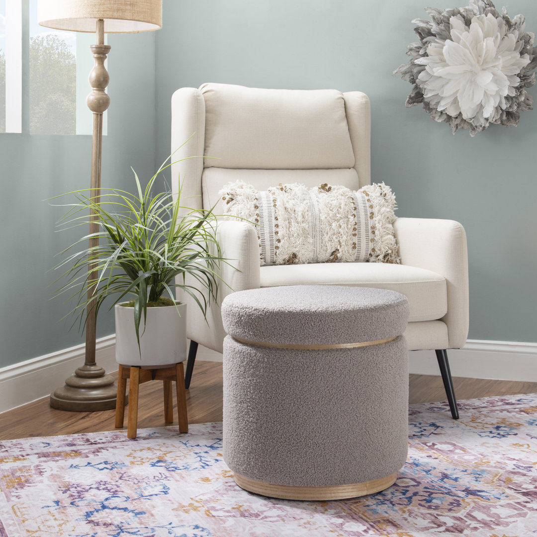 Thurleigh Round Sherpa Ottoman with Storage Lark Manor™ Body 