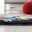 Tapis floral noir / rose en laine / coton touffeté à la main Chelsea-71530111