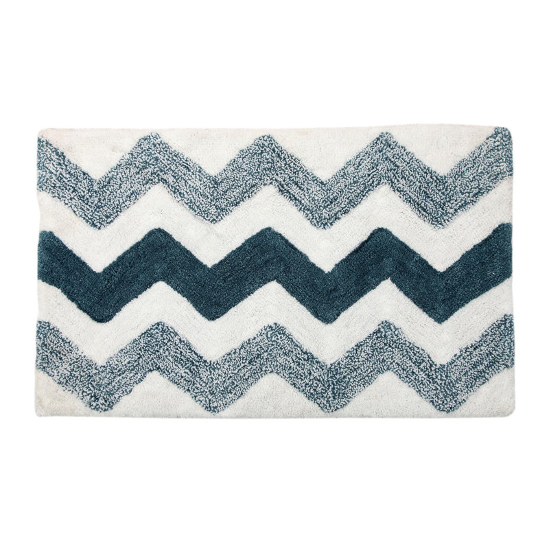 Erickson Non-Slip Bath Rug, Aqua Blue White