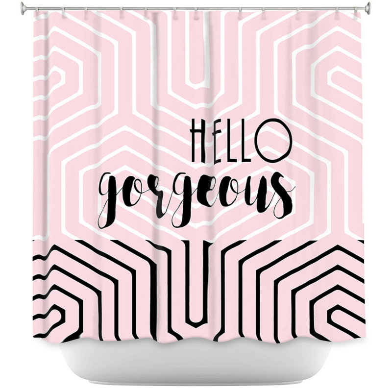 Rideau de douche simple hello superbe, Gris / Rose
