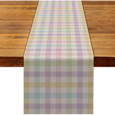 Gayane Rectangular Plaid Easter Linen Table Runner