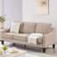Revêtement contemporain en velours taupe à 3 places, structure en bois massif, pour espace de vie principal 3 places avec accoudoirs arrondis, revêtement et structure en bois-1696859657-1696859656-1696859655