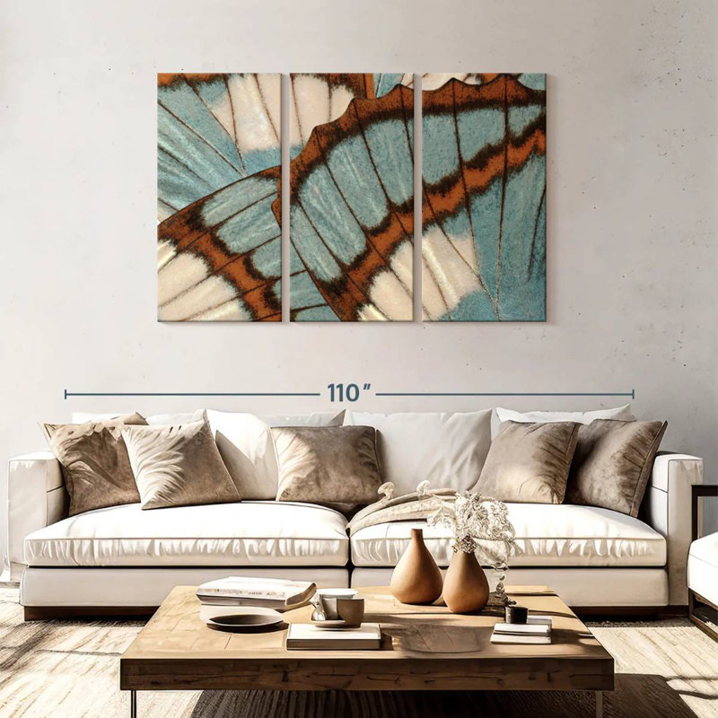 Blue Brown Butterfly Wings, 48" H x 74" W