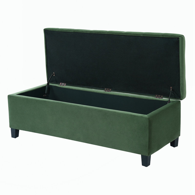 Repose-pieds rembourré avec rangement, banc d'entrée, banc de bout de lit, Retro Green, Retro Green