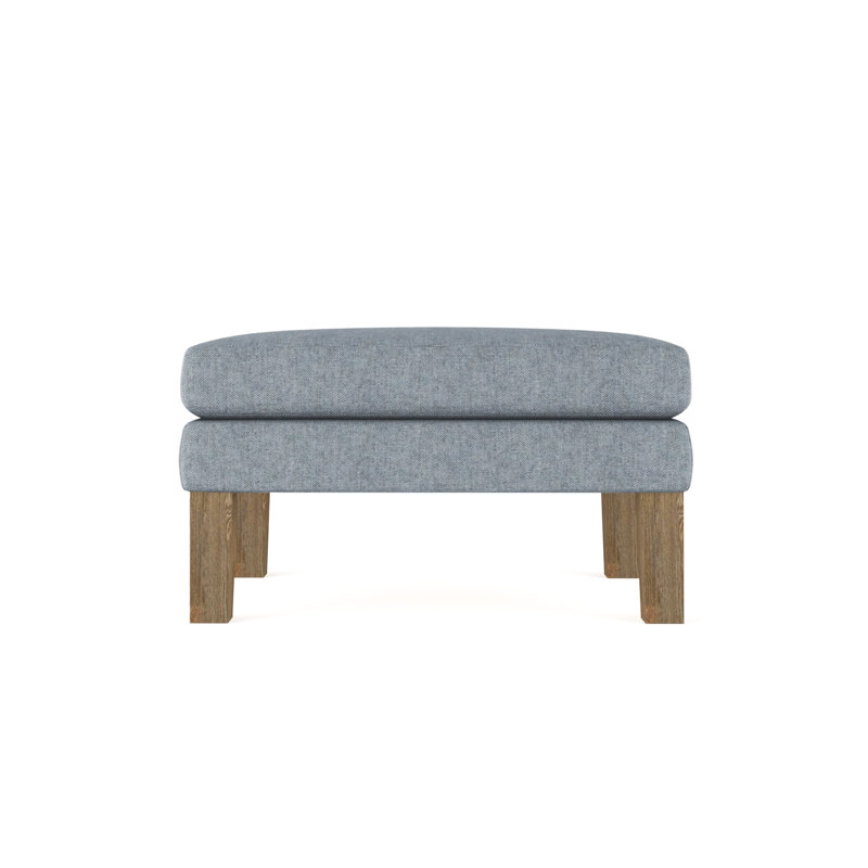 Charlton Ottoman, Plush Velvet Blue Print, Weathered