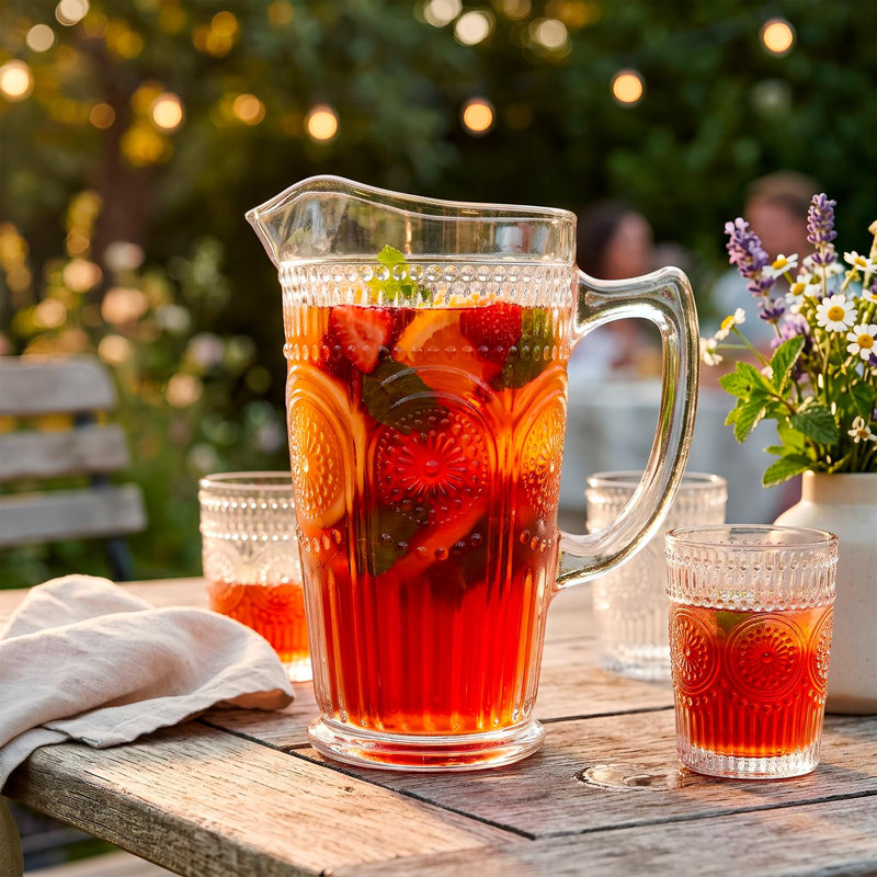 Argon Tableware Amore Ribbed Glass Water Jug - 1.3L
