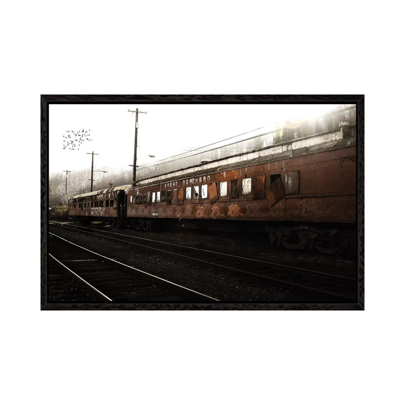 Train Birds - Print on Canvas, 101.6 cm H x 66.04 cm W, Black Framed