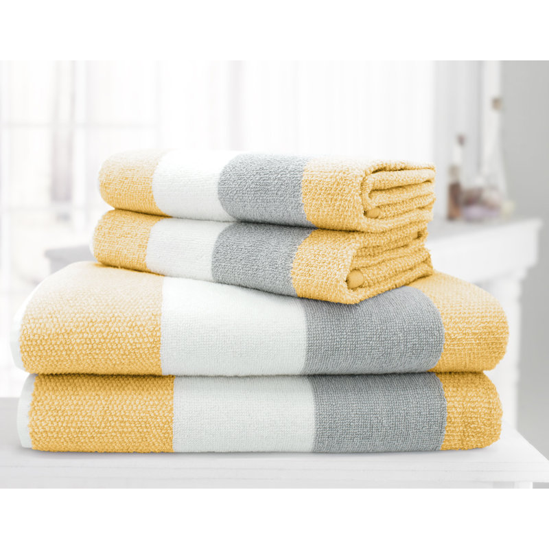 Eloy 100 Percent Cotton Stripe Bath Towel, Yellow