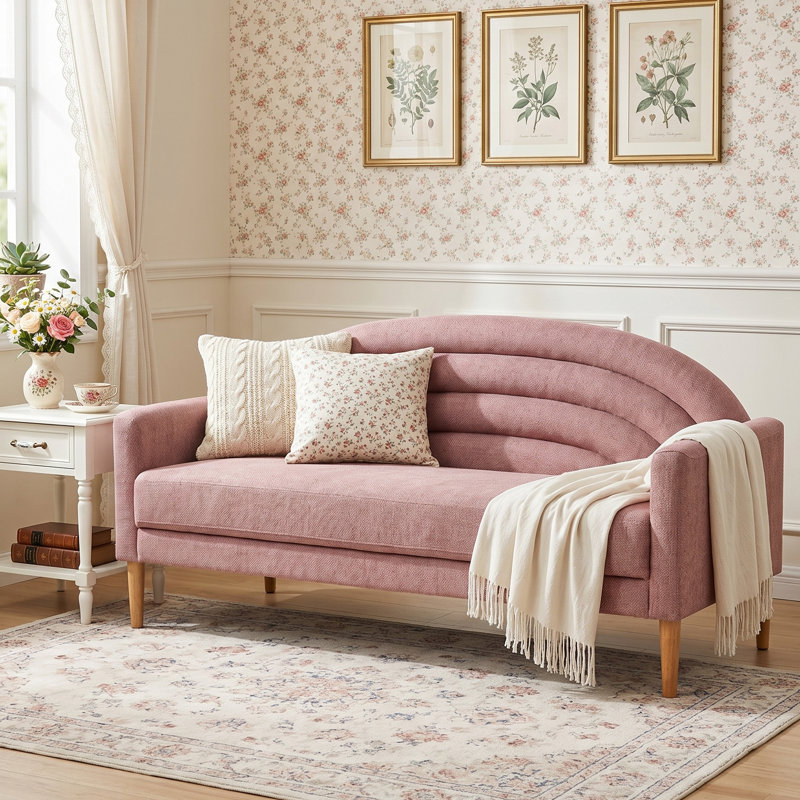 Canapé rembourré à deux places Michala, H 31,5 po x l 64,17 po x P 30,7 po, Polyester rose
