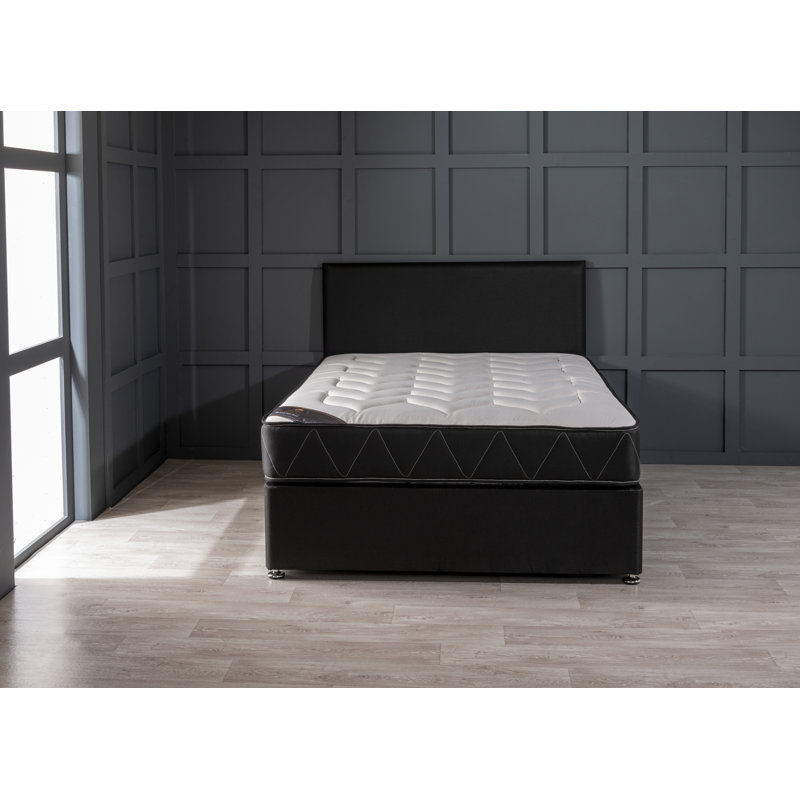 Asia Memory Foam Divan Bed Set, Silver Linen, Small Double, No Storage