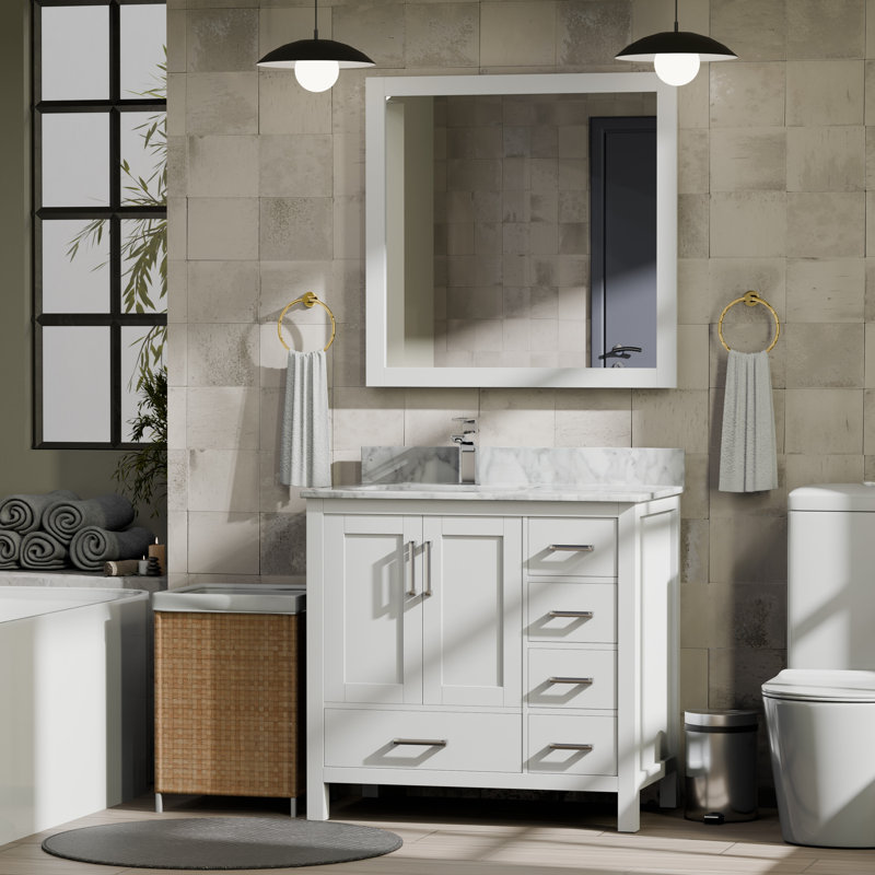 Jacques 36 in W x 22 in D Left Offset Single Bath Vanity, Dark Grey