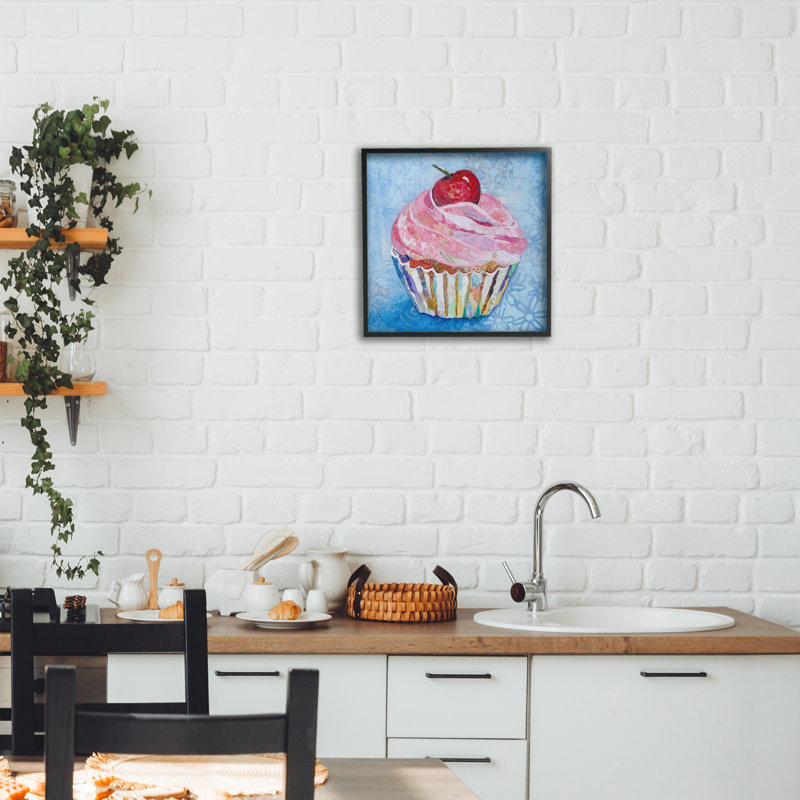 Collage à motifs de petits gâteaux encadrés, estampe par Lisa Morales, Giclée encadrée noir minuit, H 12 po x l 12 po