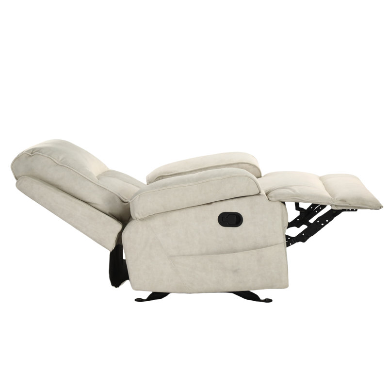 Rocking Chair Recliner Chair, Ergonomic Upholstered Fabric Rocking Armchair For Nursery, Modern Single Sofa Chair With Thick Backrest For Living Room