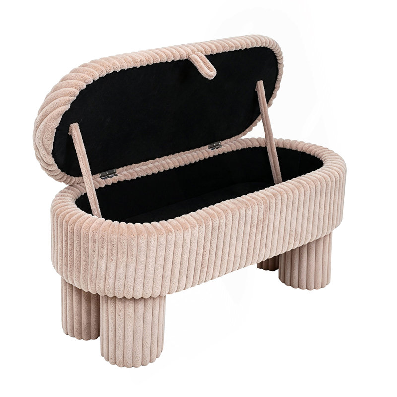 Pouf de rangement moderne, banc rembourré avec assise de rangement, banc à chaussures d'entrée, Pink, Pink, Rose