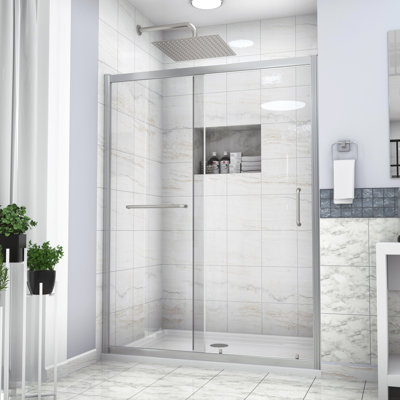Modern Shower Door Enclosure 48" W X 72" H, Accents 48"X72" With Trim, Style