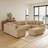 7-Piece 137.9" Wide Modular Sectional Sofa Oversized Corduroy Deep Seat Cloud Corner Couch With 46" W Movable Ottoman & Pillows-227130575