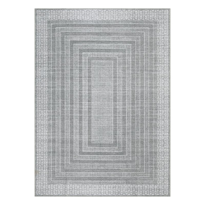 Modern Machien Washable Rugs for Living Room Ultra-Soft Geometric Bordered Indoor Rug, Non Shedding Low Pile Bedroom Carpet, Contemporary Floor Mats for Nursery
