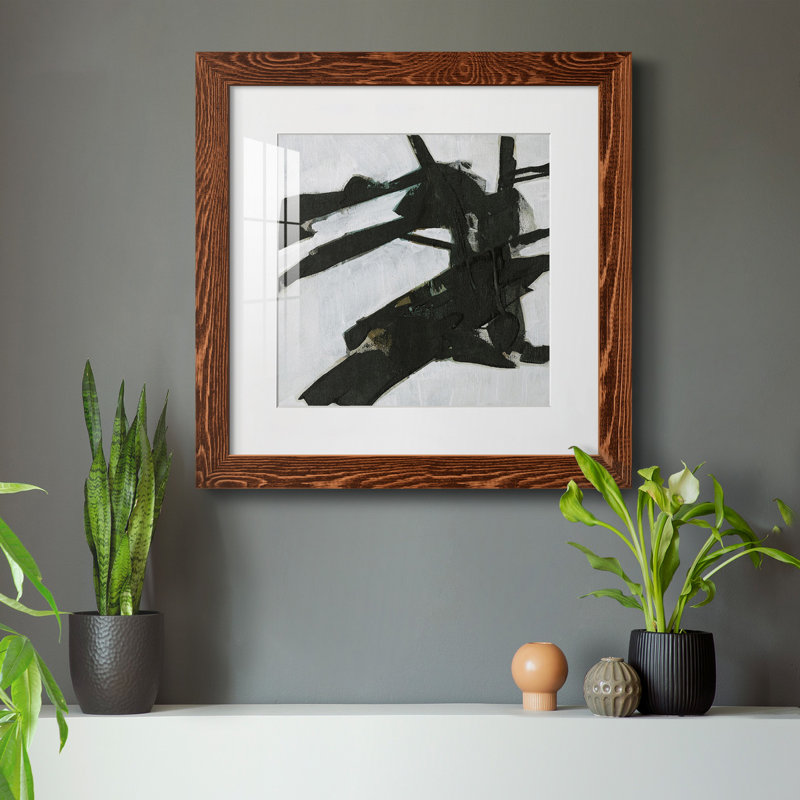 Ode An Kline IX-Premium, reproduction d'art encadrée - prête à être accrochée, Papier avec cadre érable, Blanc
