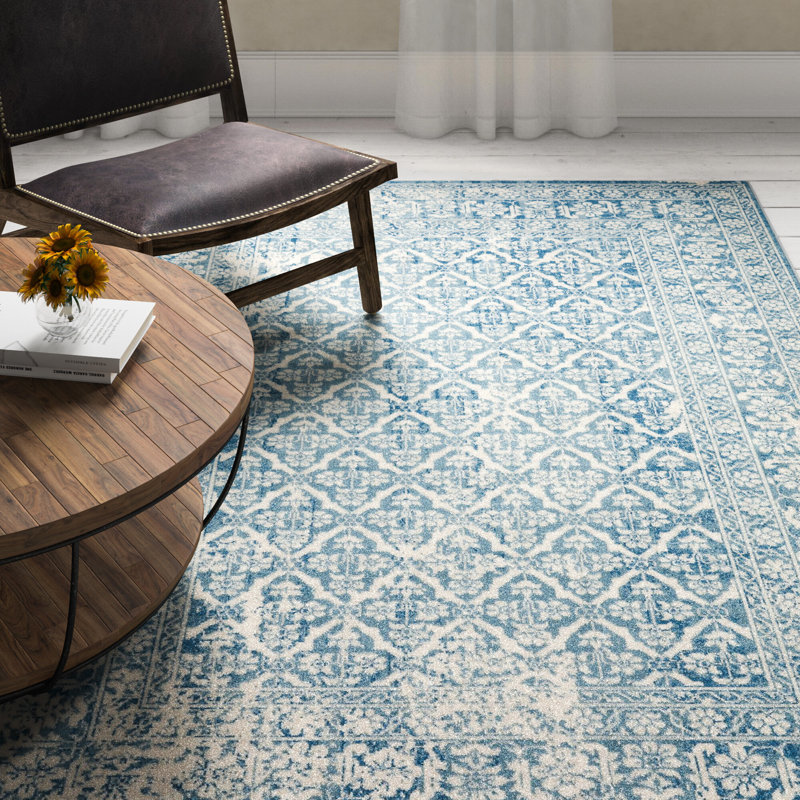 Ulverston Structural Flatweave Worn Out Teal Rug, Rectangle 160 x 230cm