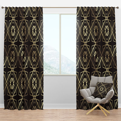Panneau de rideau simple semi-diaphane avec passe-tringle Mid-Century