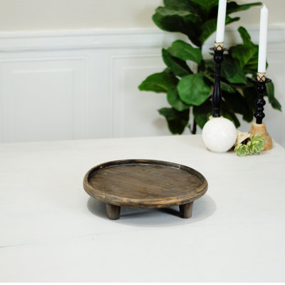 Wood 12.5 in. Brown Round Riser