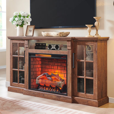 Meuble télé avec grandes lumières pour foyer avec foyer électrique et lumière DEL, offrant du rangement, de l'ambiance et de la chaleur