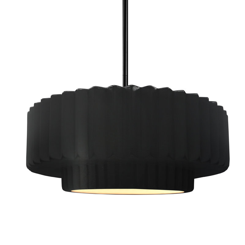 Luminaire suspendu 1 lumière Meydan, H 5,25 po x l 14,5 po x P 14,5 po, Carbone noir mat / nickel, Noir mat
