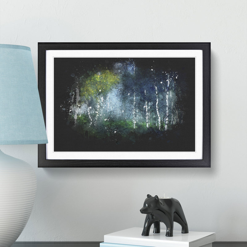 Wonderous Birch Tree Forest - Picture Frame Graphic Art Print, 60cm H x 91cm W x 2cm D, Black Framed