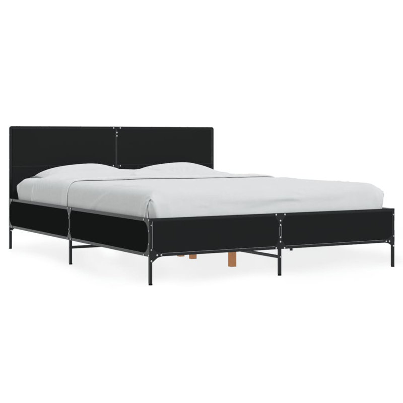 Adamek Bed, Black, European Double (140 x 200 cm)