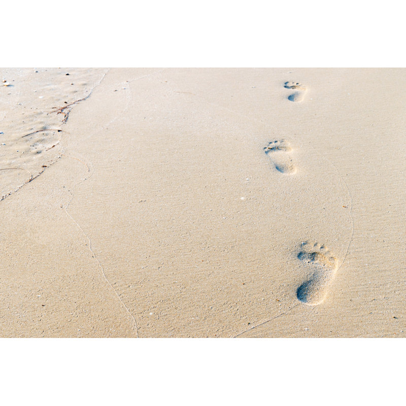 Footprints On The Beach by Mydegage - Wrapped Canvas Print, 30cm H x 46cm W
