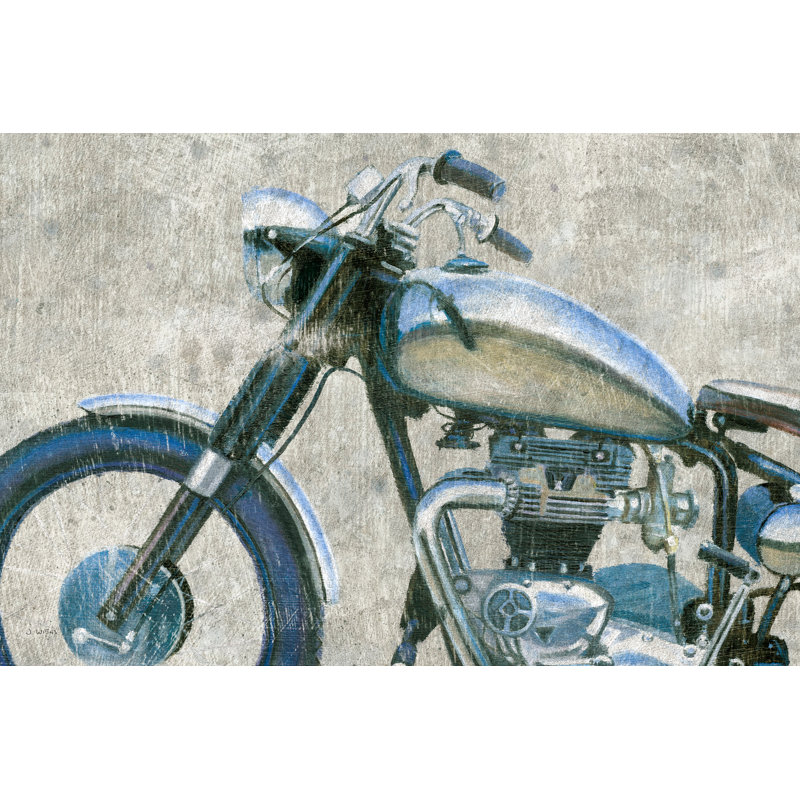 Moto rétro, chrome, texture, grunge, noir, argent, brun clair, gris, profil 3/4, crème., H 24 po x l 48 po x P 1,5 po