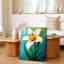 «White Lily Flower Botanical Floral», reproduction d'art sur toile bleue-129567802