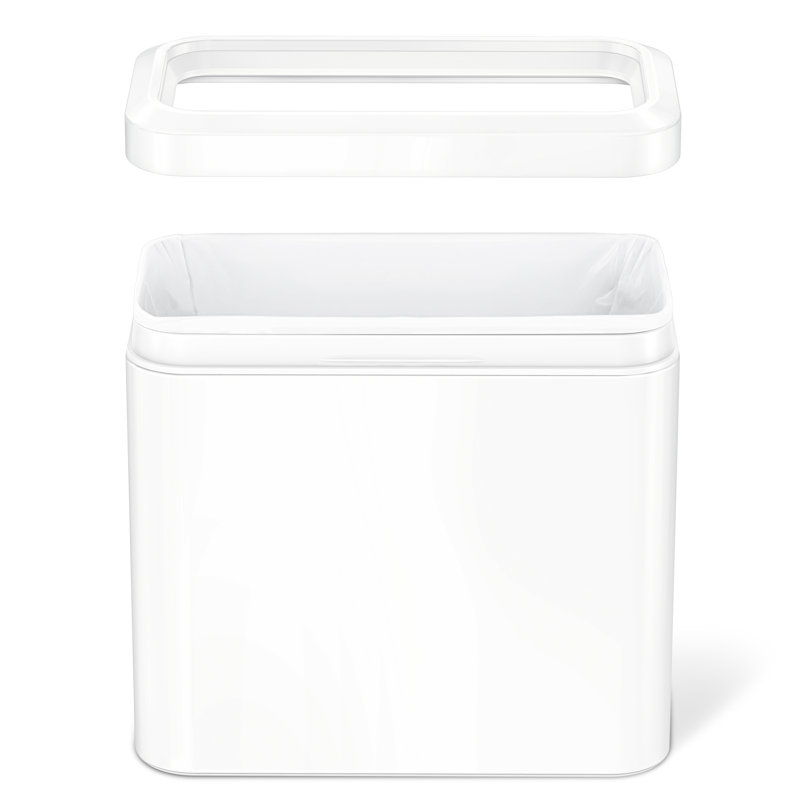 simplehuman 25 Liter / 6.6 Gallon Slim Open Commercial Trash Can, Brushed Stainless Steel, White